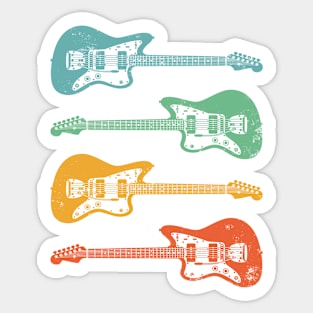 Offset Style Electric Guitar Cool Retro Colors Sticker